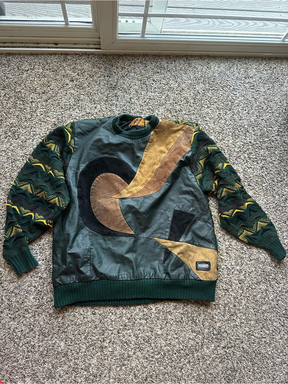 vintage 1990s Trutus Biancarra leather and knit pullover size XL